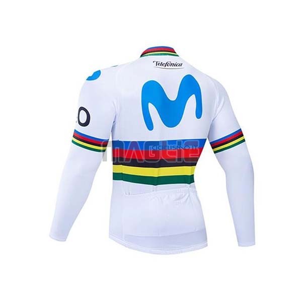 Maglia UCI Mondo Campione Movistar Manica Lunga 2020 Bianco Blu - Clicca l'immagine per chiudere