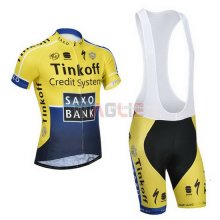 Maglia SaxoBank manica corta 2014 blu e giallo