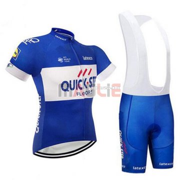 2018 Maglia Quick Step Floors Manica Corta Blu e Bianco