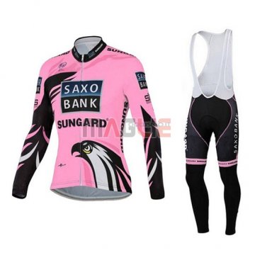 Donne Maglia Saxo Bank manica lunga 2015 fuxia e nero