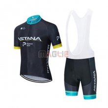 Maglia Astana Manica Corta 2020 Nero Blu Giallo