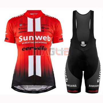 Maglia Donne Sunweb Manica Corta 2019 Arancione Bianco