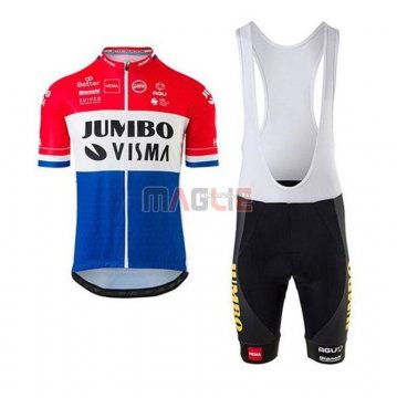 Maglia Jumbo Visma Manica Corta 2020 Rosso Bianco Blu