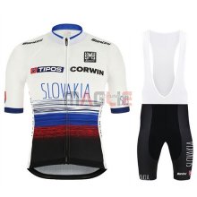 Maglia Slowakeis Manica Corta 2019 Bianco Blu Nero