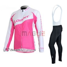 Donne Maglia Giant manica lunga 2014 bianco e fuxia