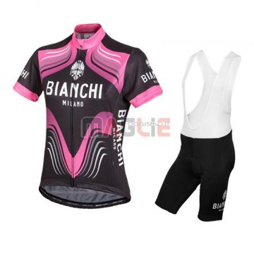 Maglia Bianchi manica corta 2016 nero e fuxia