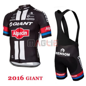 Maglia Giant manica corta 2016 nero e rosso