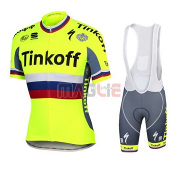 Maglia Tinkoff manica corta 2016 giallo e blu