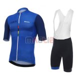 2018 Maglia Santini Dama Manica Corta Blu e Nero