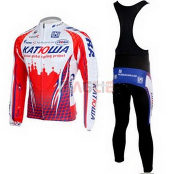 Maglia Katusha manica lunga 2011 bianco e rosso