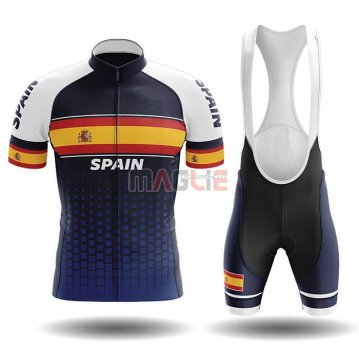 Maglia Campione Spagna Manica Corta 2020 Blu Giallo