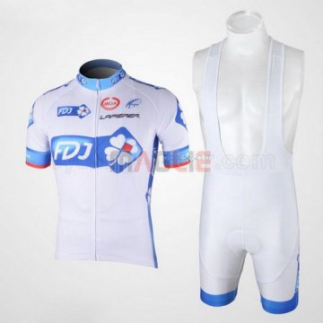 Maglia FDJ manica corta 2010 bianco e azzurro