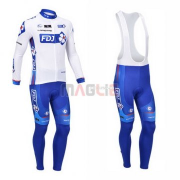 Maglia FDJ manica lunga 2013 bianco e celeste