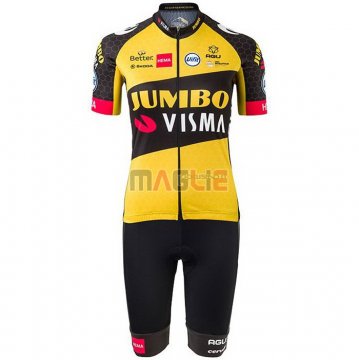 Maglia Donne Jumbo Visma Manica Corta 2021 Nero Giallo