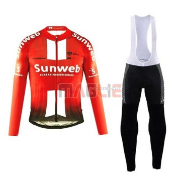 Maglia Sunweb Manica Lunga 2019 Arancione Bianco