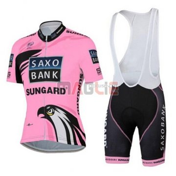 Donne Maglia Saxo Bank manica corta 2015 fuxia e nero