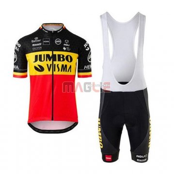 Maglia Jumbo Visma Manica Corta 2020 Nero Giallo Rosso