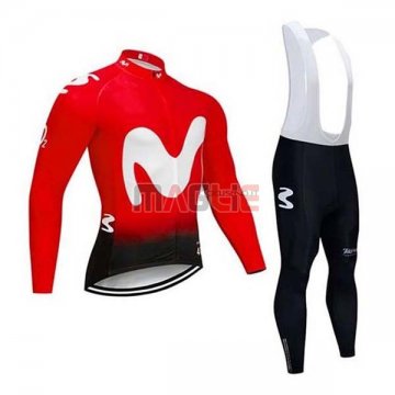 Maglia Movistar Manica Lunga 2020 Rosso Bianco