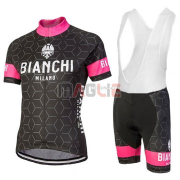 2018 Maglia Bianchi Manica Corta Nevola Nero e Rosa