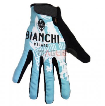 2020 Bianchi Guanti Dita Lunghe Ciclismo Blu Bianco
