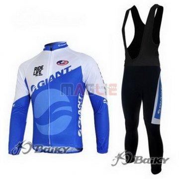 Maglia Giant manica lunga 2011 blu e bianco