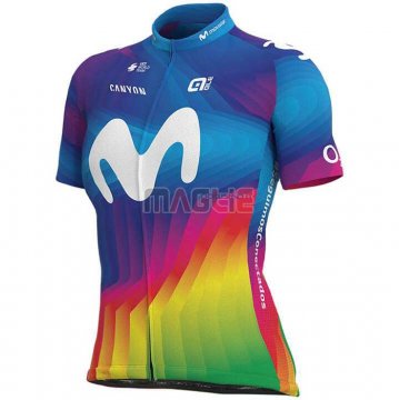 Maglia Donne Movistar Manica Corta 2020 Multicolore