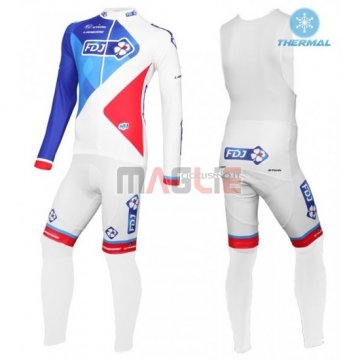 Maglia FDJ manica lunga 2016 bianco e blu