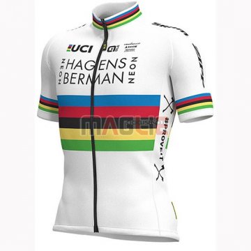 Maglia UCI Mondo Campione Androni Giocattoli Manica Corta 2019 Bianco