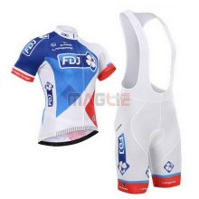 Maglia FDJ manica corta 2015 bianco e blu