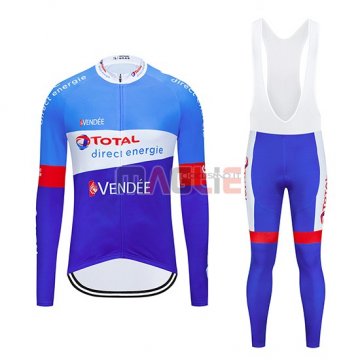 Maglia Direct Energie Manica Lunga 2019 Blu Bianco