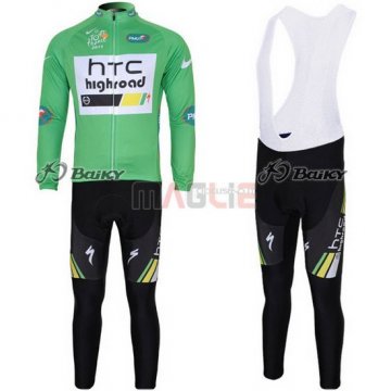 Maglia HTC Highroad manica lunga 2011 verde e bianco