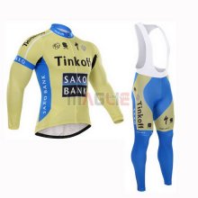 Maglia SaxoBank manica lunga 2015 celeste e giallo