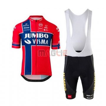 Maglia Jumbo Visma Manica Corta 2020 Rosso Blu