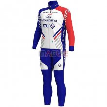 Maglia Groupama-FDJ Manica Lunga 2020 Bianco Scuro Blu Rosso