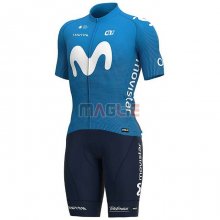 Maglia Movistar Manica Corta 2020 Bianco Blu