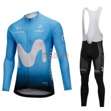 Maglia Movistar Manica Lunga 2018 Blu