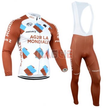 Maglia Ag2r manica lunga 2015 marrone e bianco