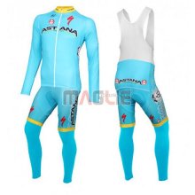 Maglia Astana manica lunga 2016 azzurro e giallo