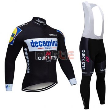 Maglia Deceuninck Quick Step Manica Lunga 2019 Nero Bianco