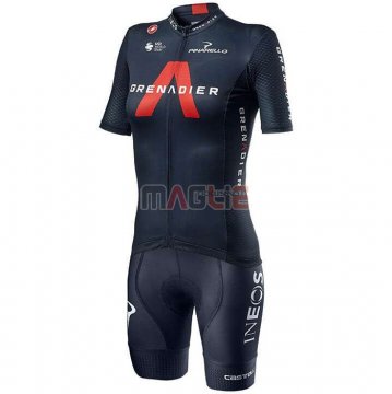 Maglia Donne Ineos Grenadiers Manica Corta 2020 Rosso Scuro Blu