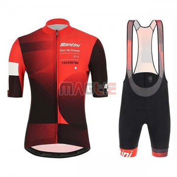 Maglia Tour de Suisse Manica Corta 2019 Rosso Nero