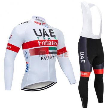 Maglia UAE Manica Lunga 2020 Bianco Rosso