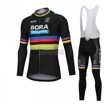 Maglia UCI Mondo Campione Bora Manica Lunga 2018 Nero