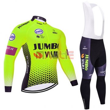 Maglia Jumbo Visma Manica Lunga 2019 Verde Nero