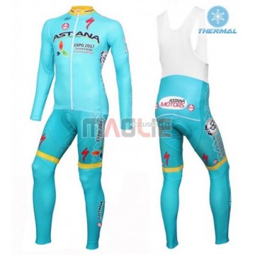 Maglia Astana manica lunga 2016 azzurro e giallo