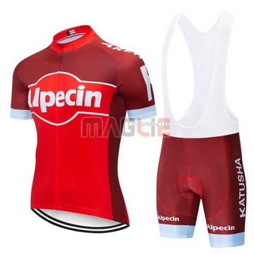 Maglia Katusha Alpecin Manica Corta 2019 Rosso Bianco