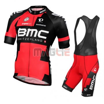 Maglia BMC manica corta 2016 rosso e nero