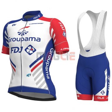 2018 Maglia Groupama FDJ PRS Manica Corta Bianco e Blu