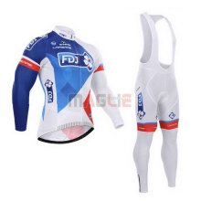 Maglia FDJ manica lunga 2015 bianco e blu