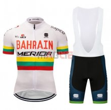 Maglia Bahrain Merida Campione Lituania Manica Corta 2018 Bianco